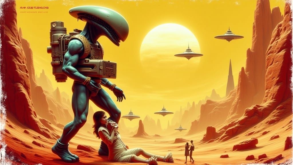 Vintage Sci-Fi Martian Invasion Poster