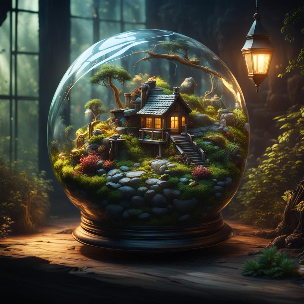 Fantastical Terrarium with Dynamic Lighting in 8k