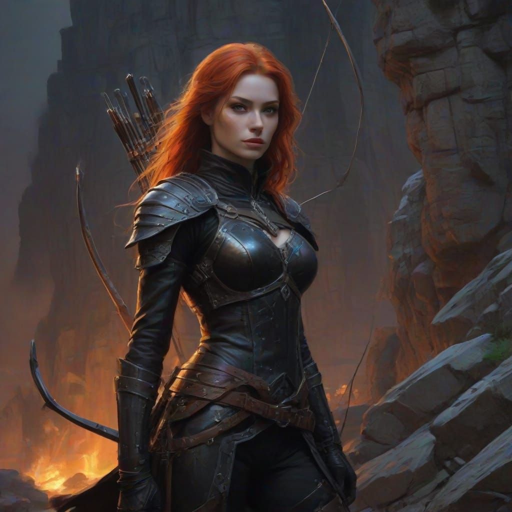 Medieval Archeress Izorra in Sunset Splendor