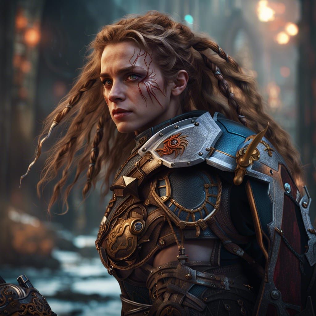 Cyborg Viking Hermione Granger: Detailed Concept Art