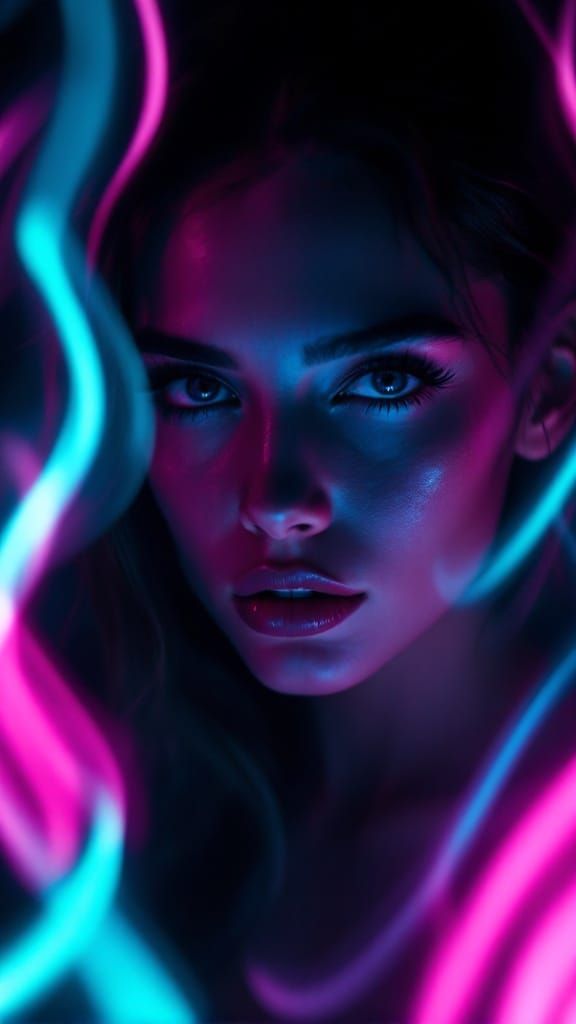 Woman in Moody Noir Atmosphere