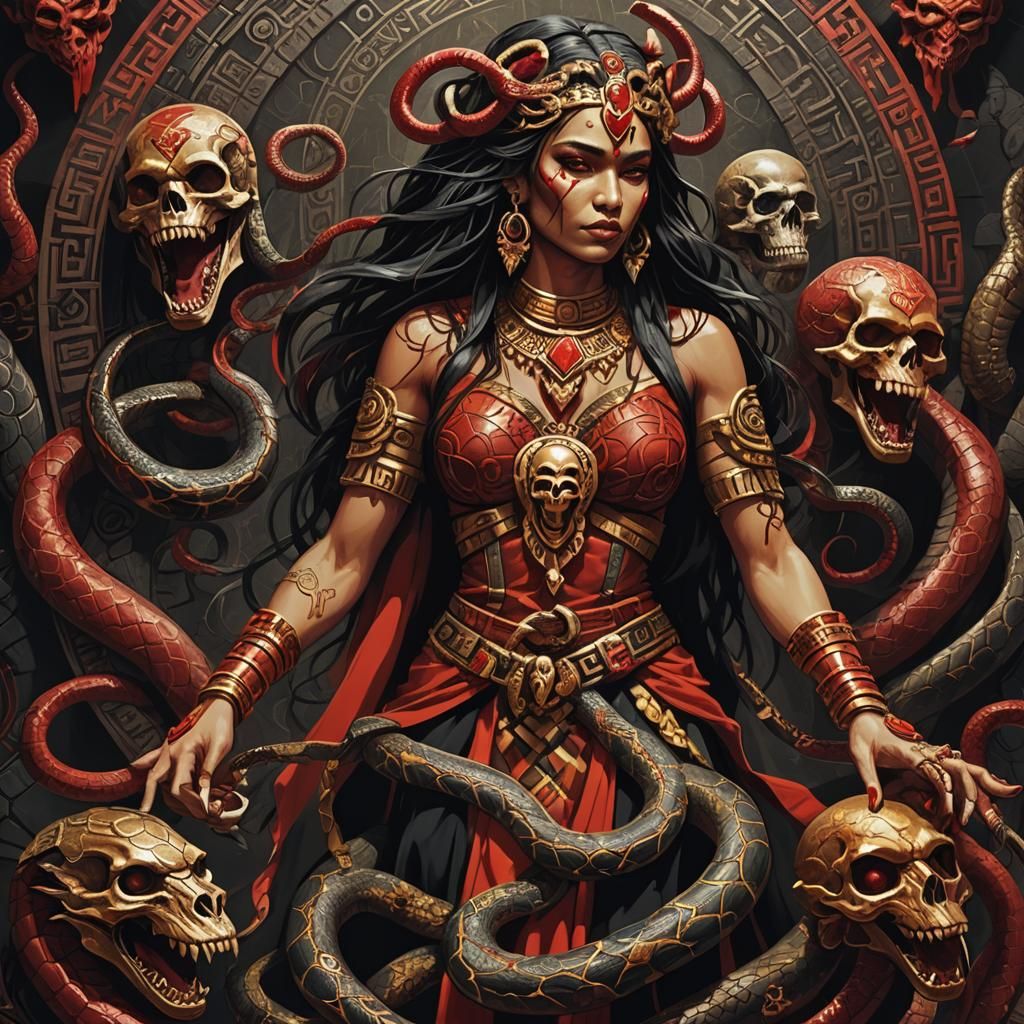 Coatlicue: Aztec Goddess in Dark Fantasy Art