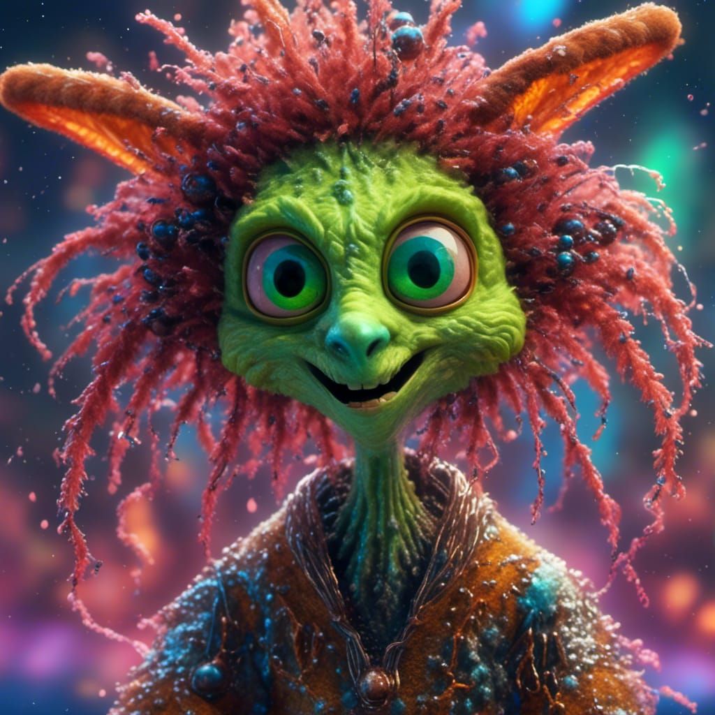 Cute and Creepy Fantasy Alien Creature 3D Illustration