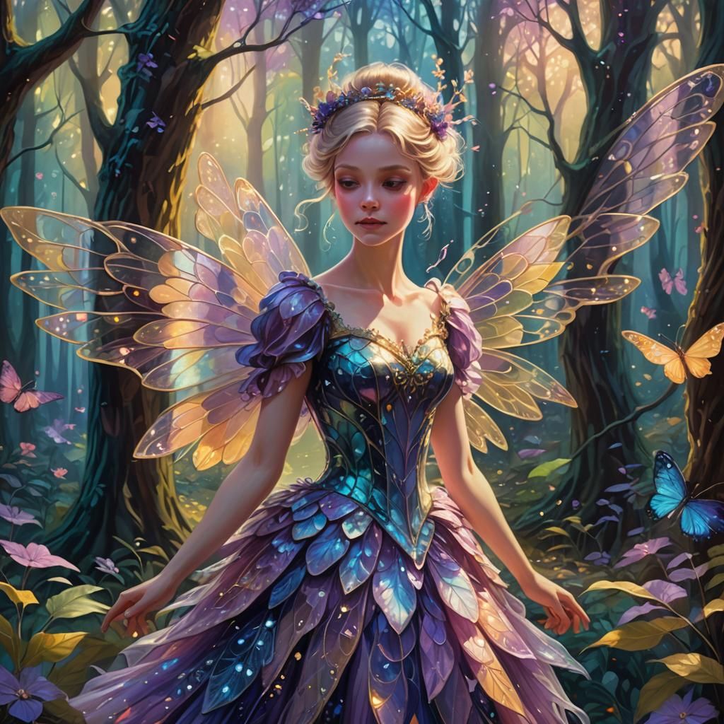 Sugarplum Fairy in Glowing Forest, Fantasy Concept Art