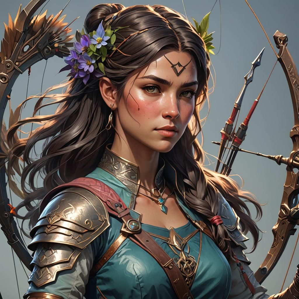 Detailed Portrait of Female Archer in Unreal Engine 5