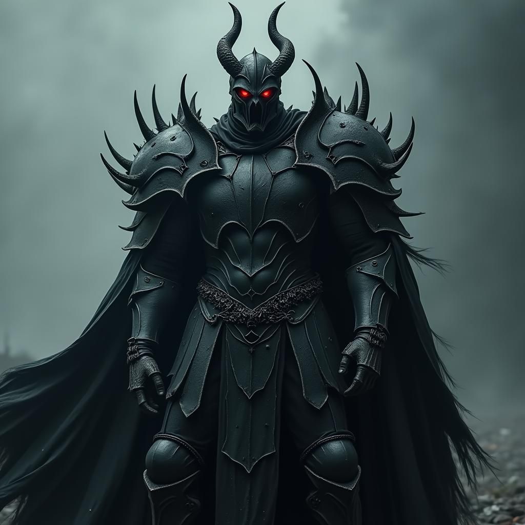 Ominous Dark Knight in Ornate Armor, Cinematic Quality