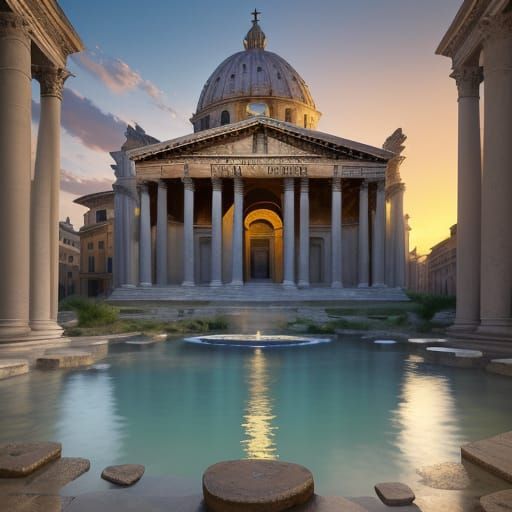 The Pantheon in Rome at Sunset