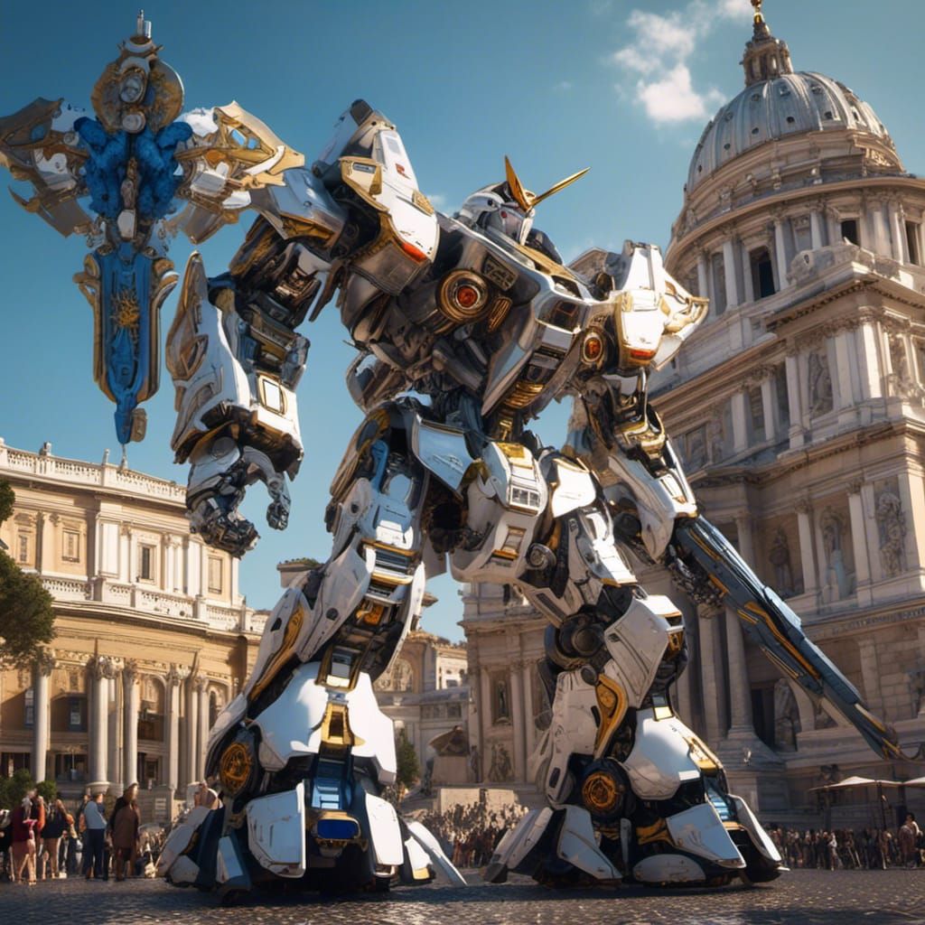 Gundam Style Mech Warrior in Vatican City