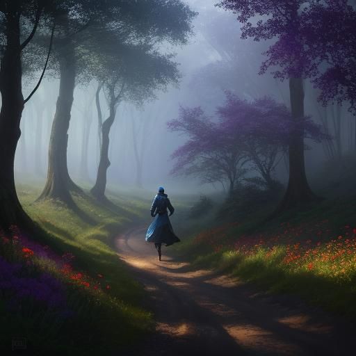 Shadar-Kai Runs on Bloomswick Trail: Digital Matte Painting