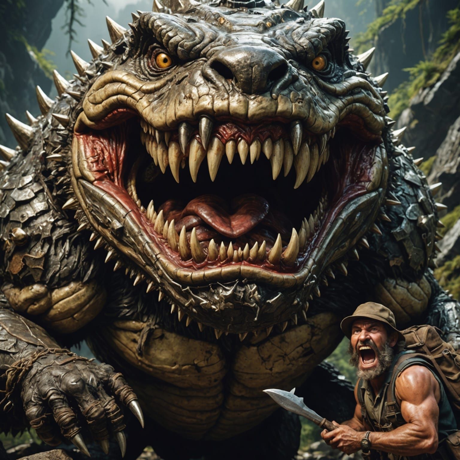 Giant Mouth Interior with Tiny Prospectors