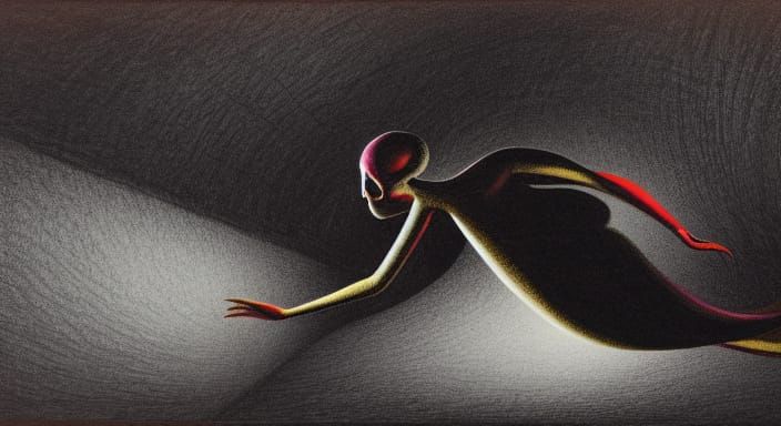 Girl Falling into Black Hole: Surreal Macabre Art