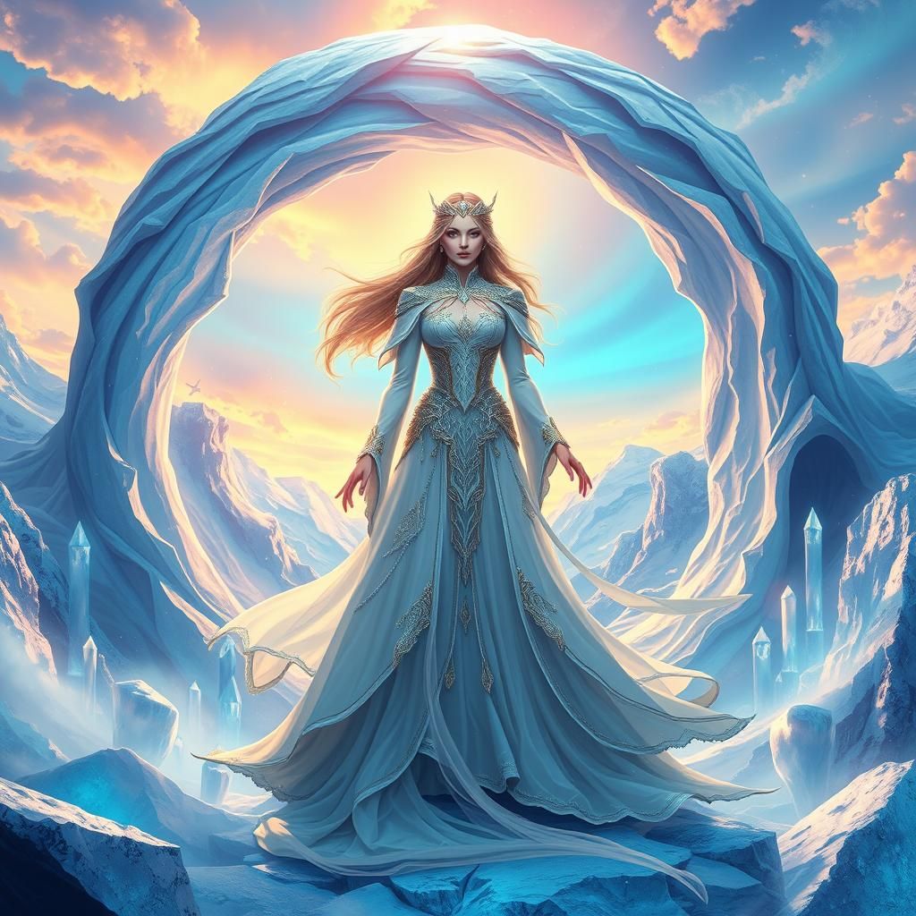 Ethereal Worldbridger in Aurora Borealis Landscape