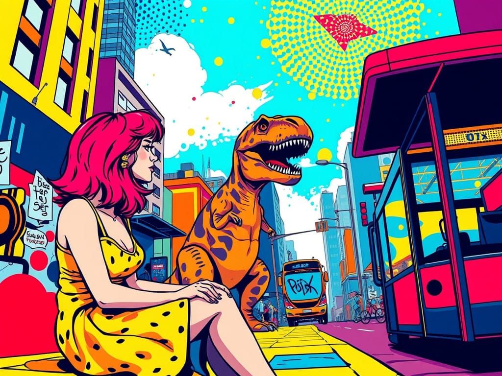 Vibrant City Scene in Pop Art Style