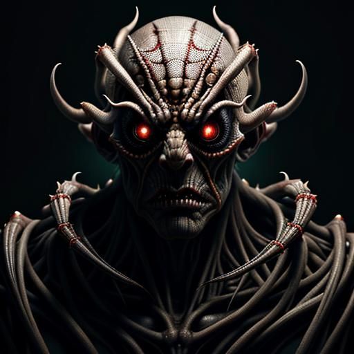 Terrifying Eight-Armed Spider-Man in Surreal Horror Style