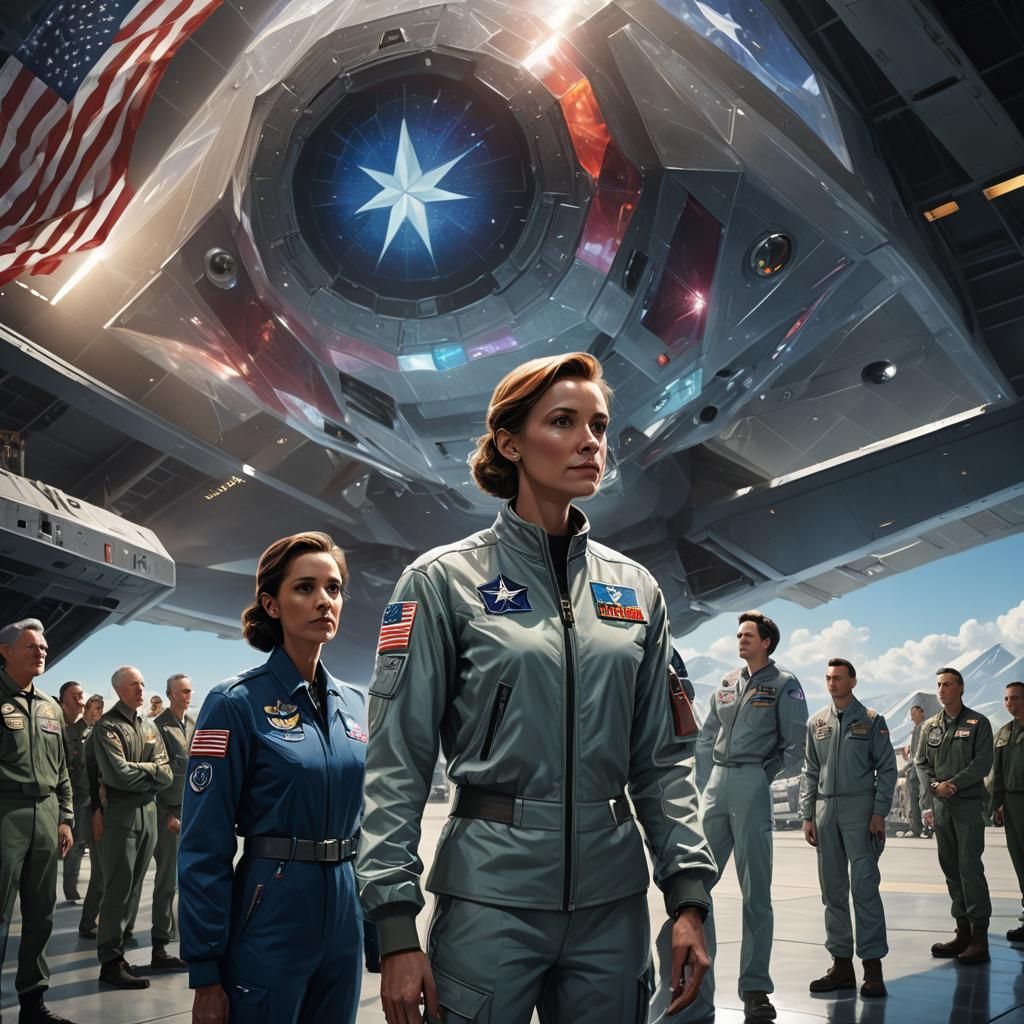 Extraterrestrial Encounter in Aircraft Hangar: Hyperrealisti...