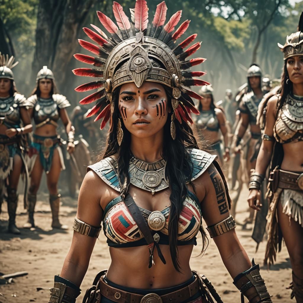 Aztec Bikini Warrior in Epic Cinematic Battle