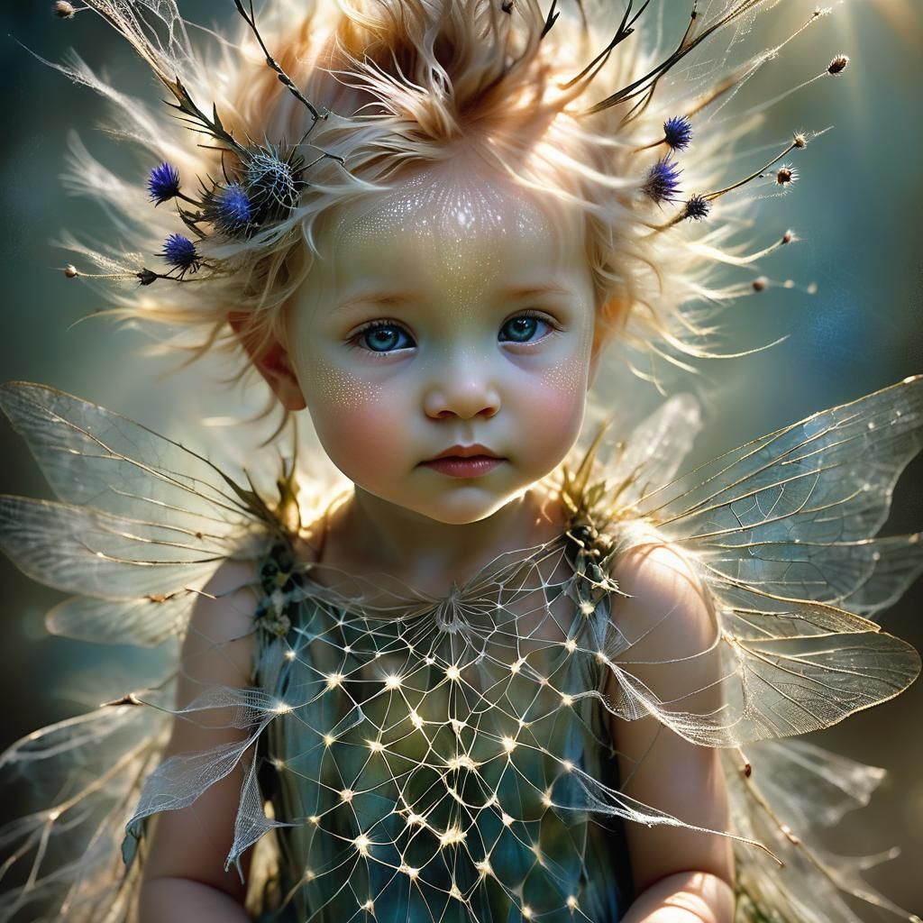 Fairy Child Portrait with Glowing Silk Wings
