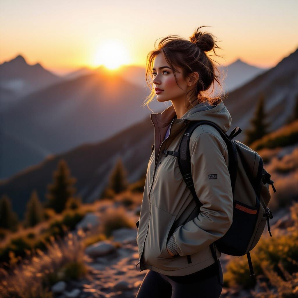 Golden Hour Hike on Mountain Trail