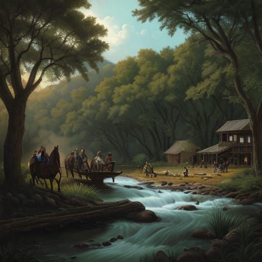 Spanish Lancer's Feast Amidst 18th Century Oak Forest