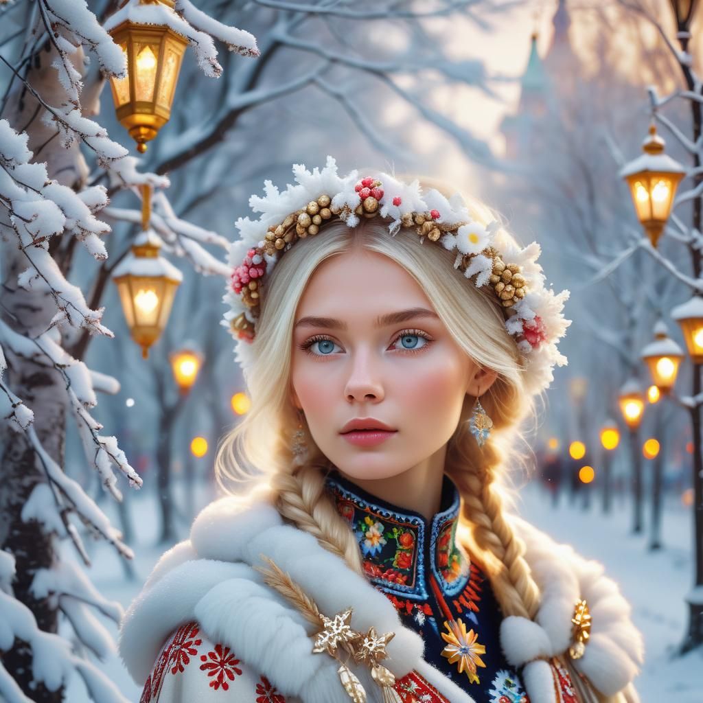 Russian Model in Winter Wonderland: Digital Art