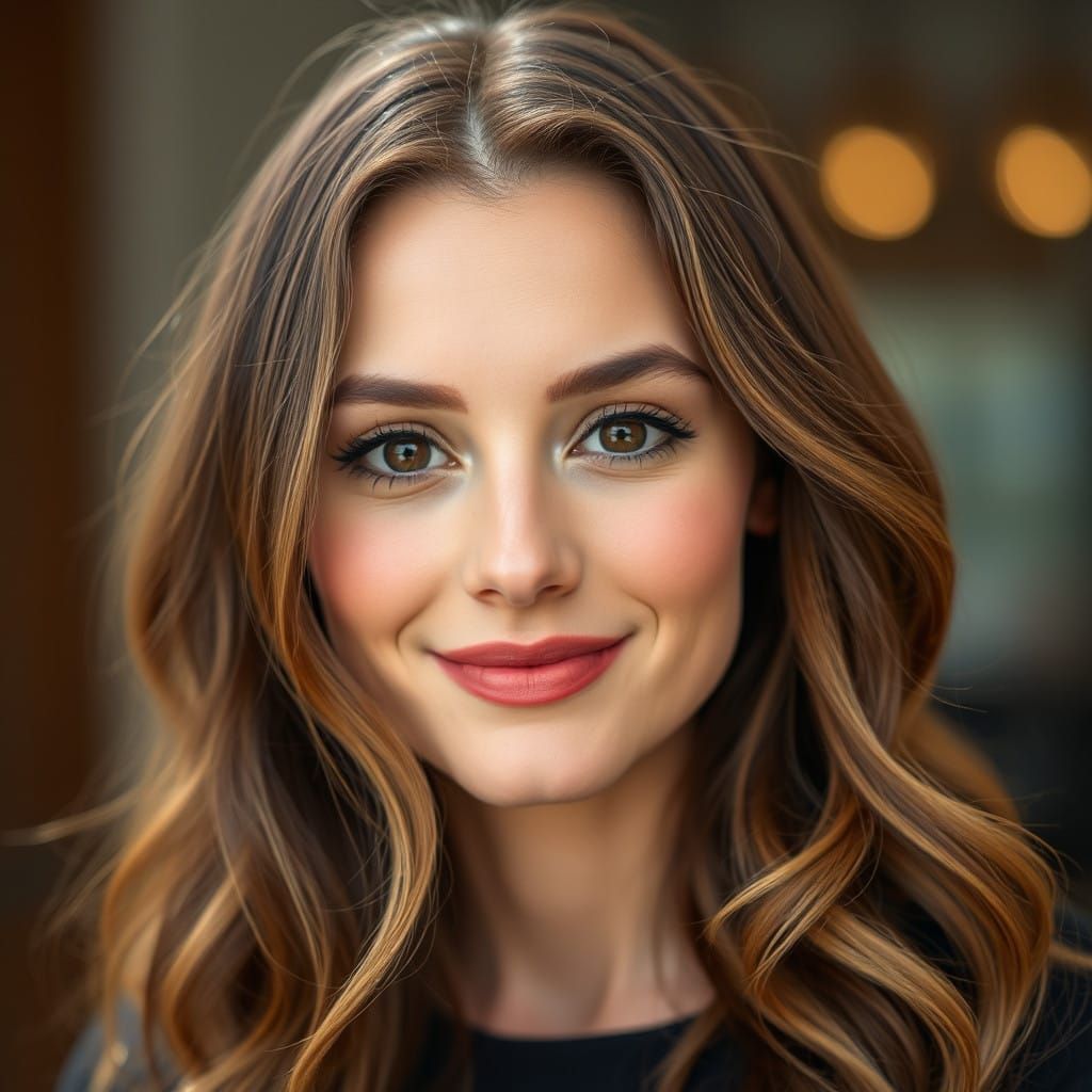 A Young Actress with Natural Waves and Rich Brown Hair