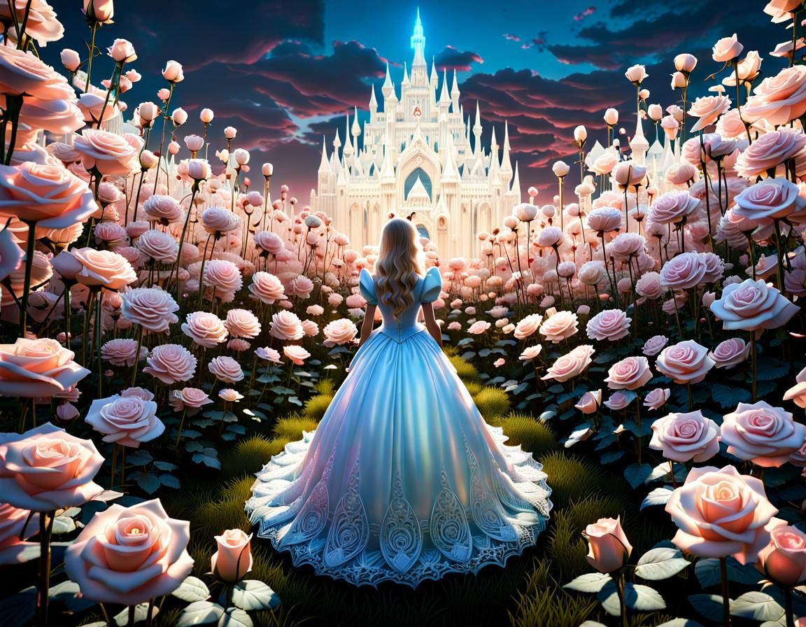 Alice in Wonderland in Crystal Rose Garden