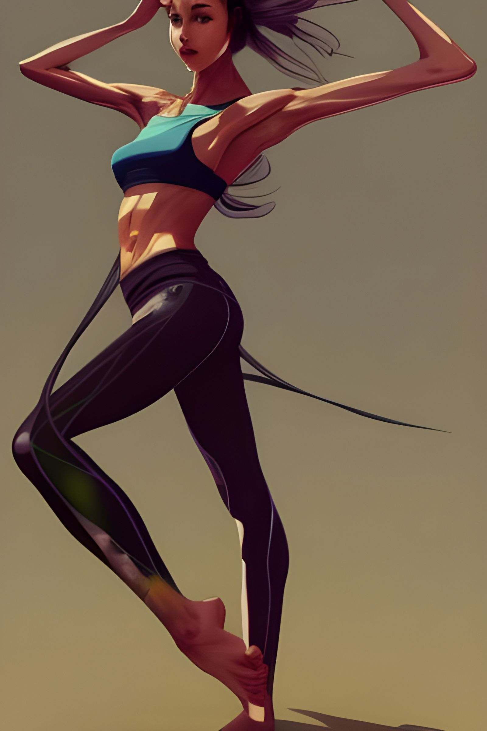 Anime Portrait of Woman in Yoga Pants