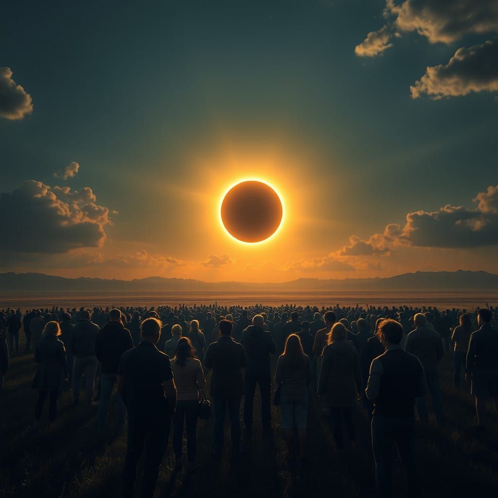 Solar Eclipse Spectacle in a Vibrant Digital Landscape