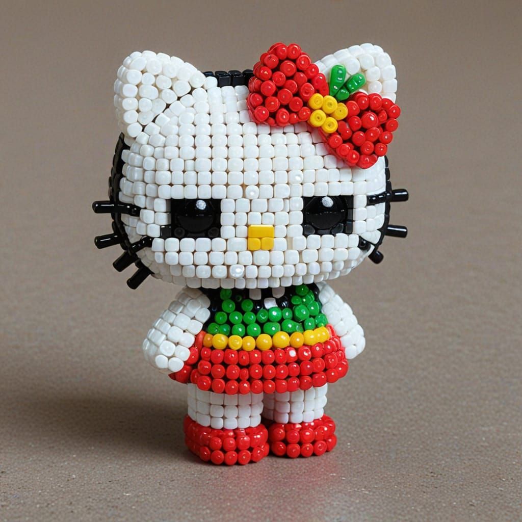 Hello Kitty as Red Cherry Fuse Beads Art