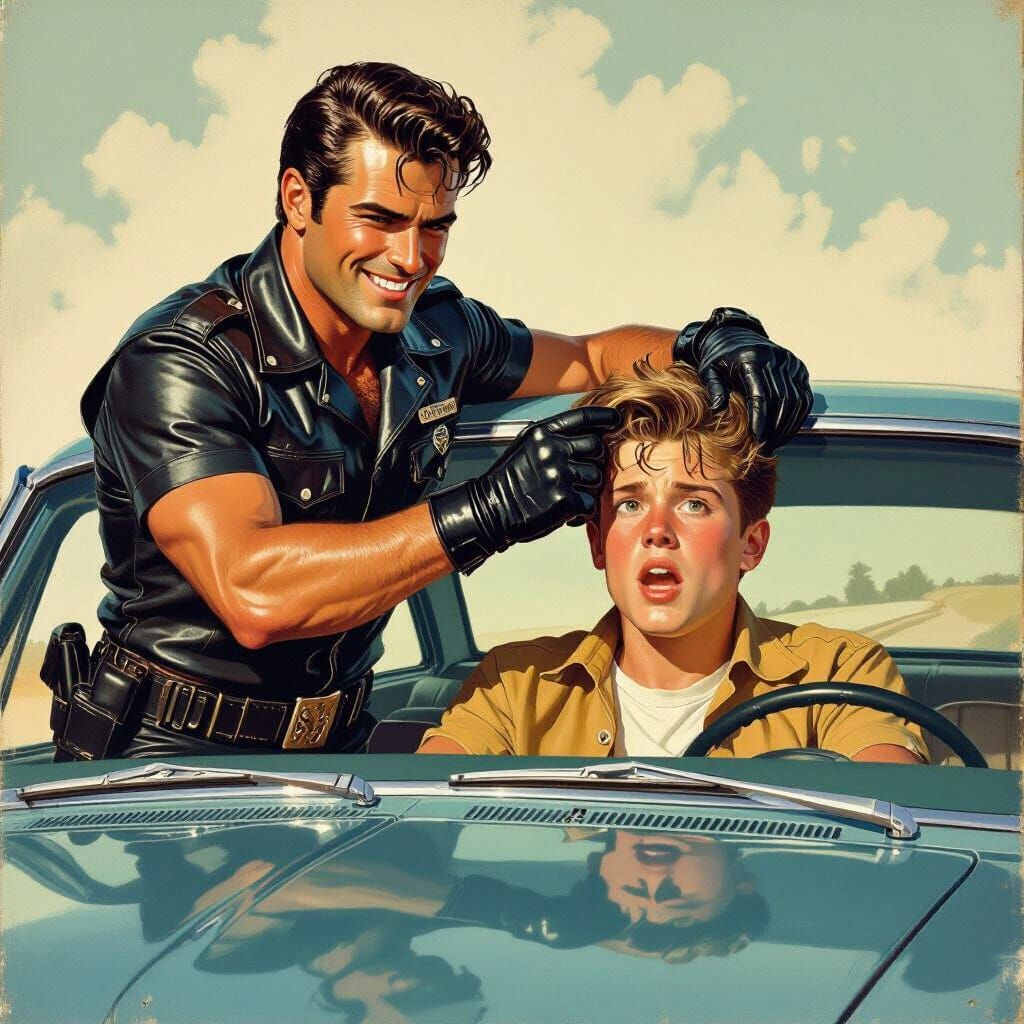 Motorcycle Cop Arrest in Pulp Fiction Style