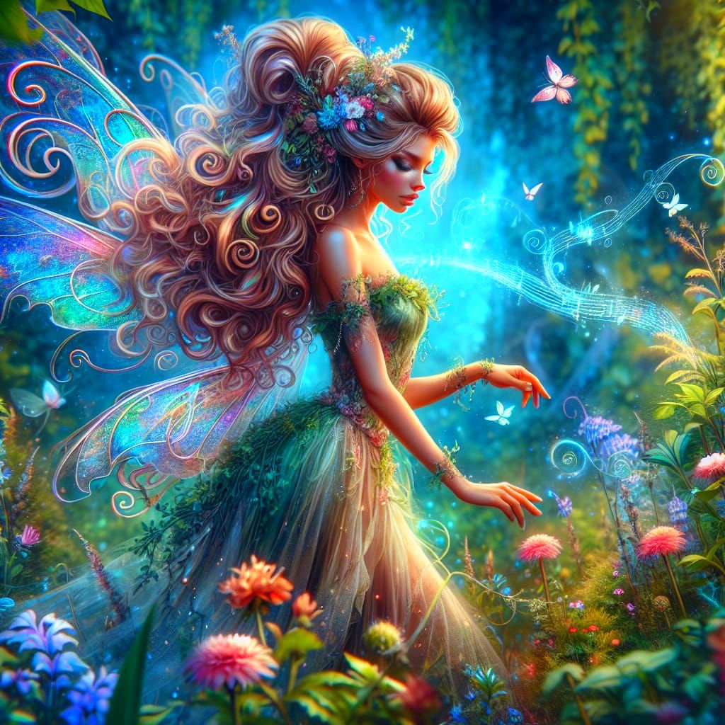 Whimsical Fairy in Enchanted Meadow