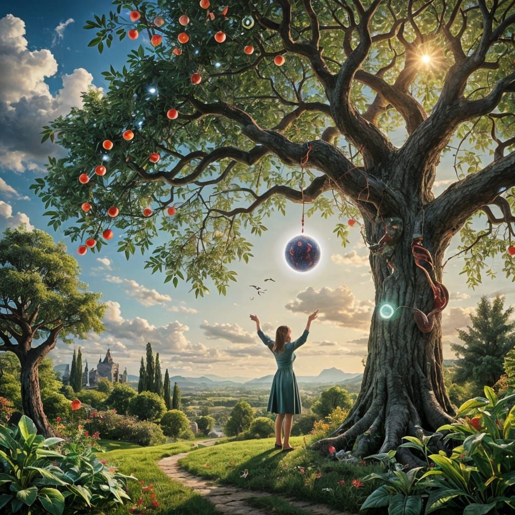 God Warns Eve of Forbidden Knowledge in the Garden of Eden