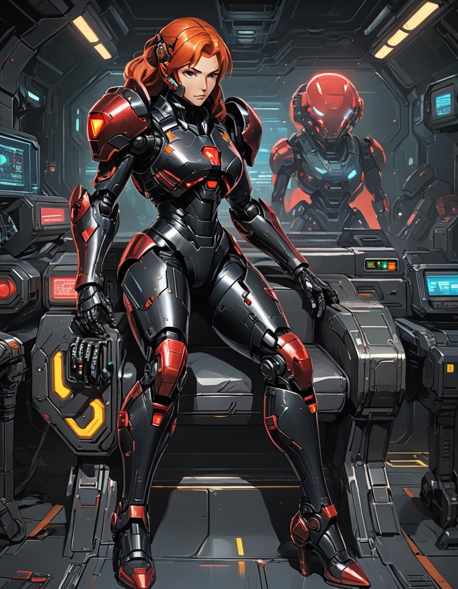 Sci-Fi Warrior in Power Armor Concept Art