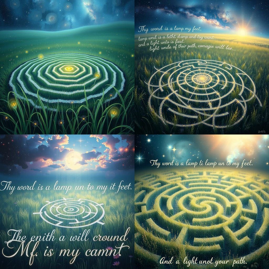 Ethereal Labyrinth in Starlight and Wildflowers
