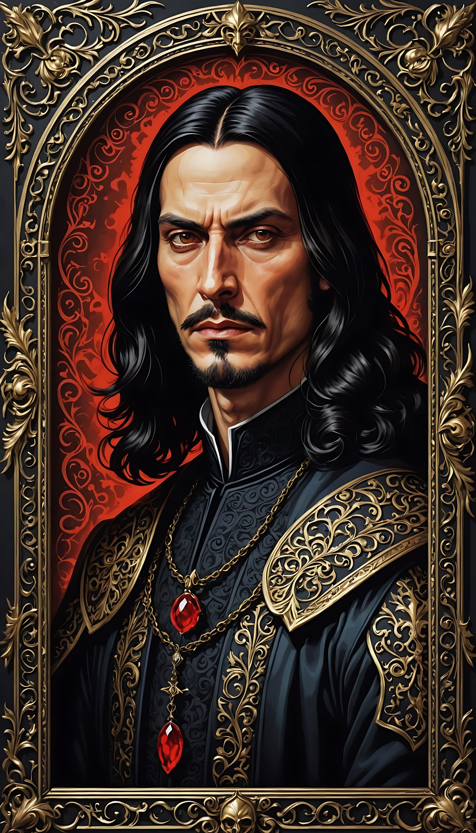 Ornate Portrait of Vlad Dracula in Gothic Style