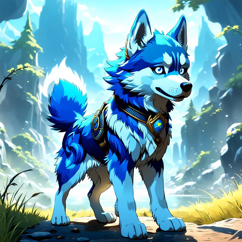Anime Blue Husky Fantasy Concept Art