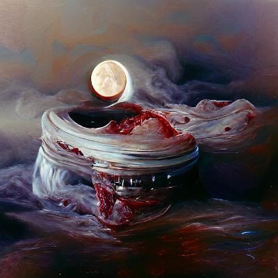 Horror Moon: Oil Painting in Fantasy Style