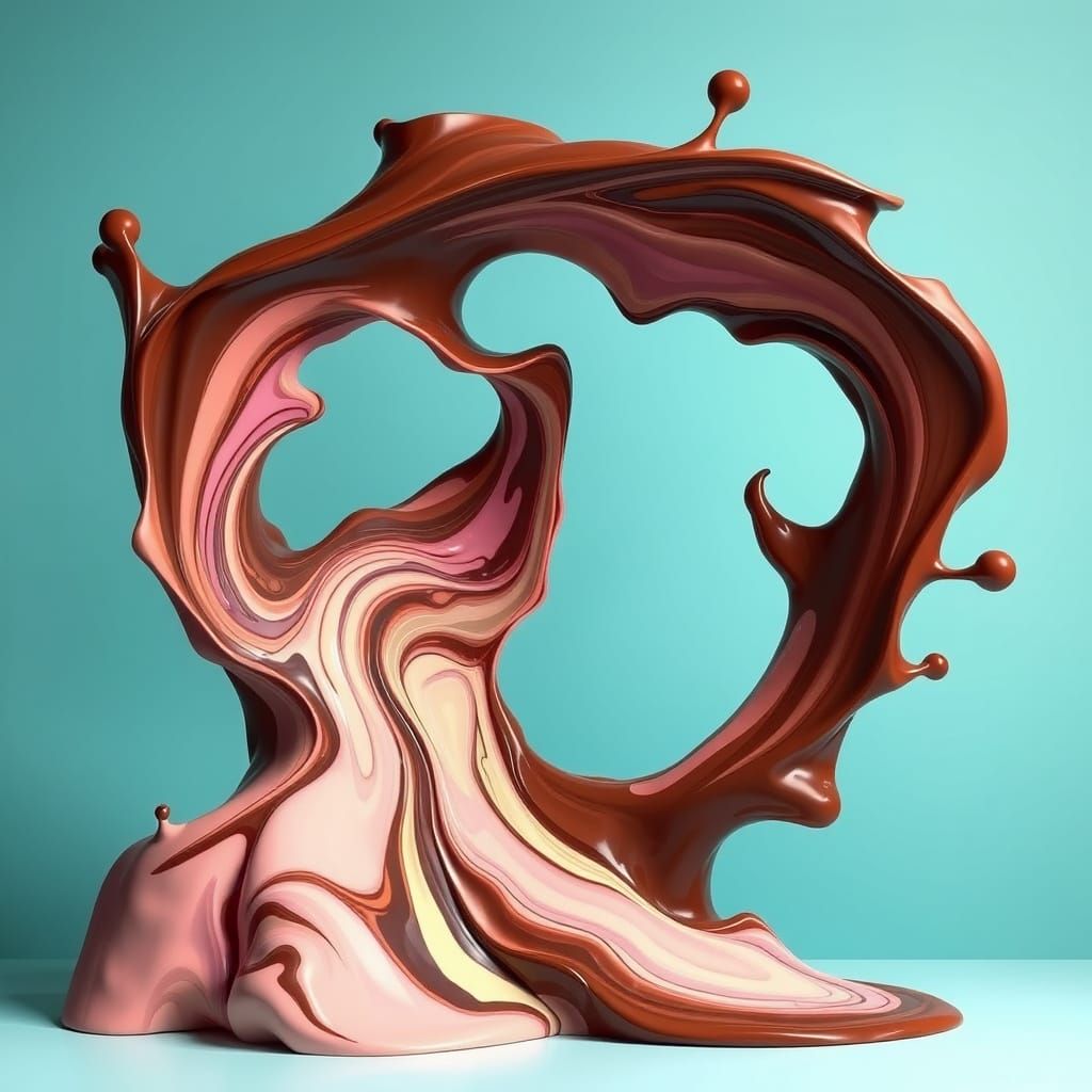 Abstract Chocolate Sculpture in Painterly Style