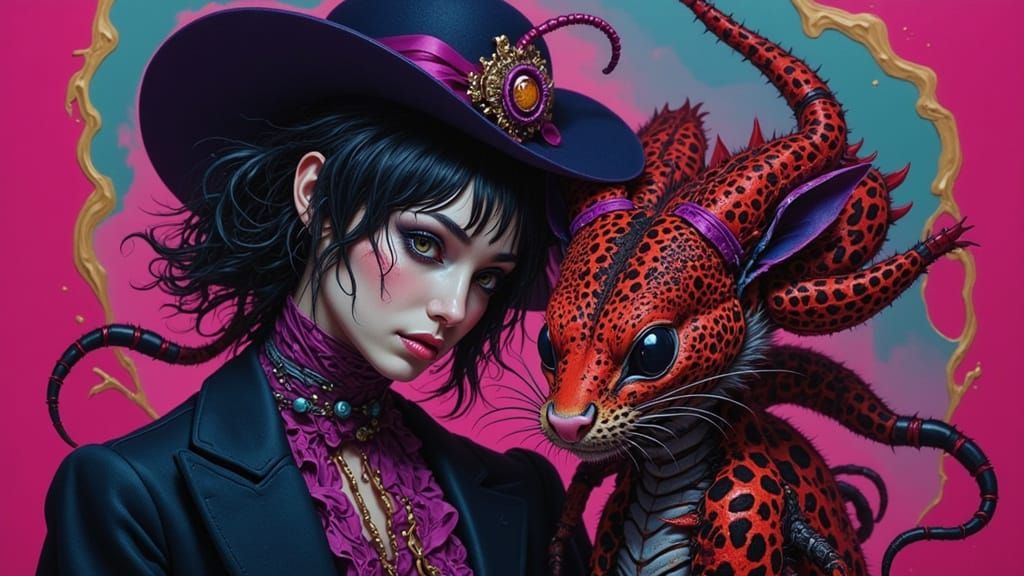 Intricately Dressed Figures in Dramatic Lighting