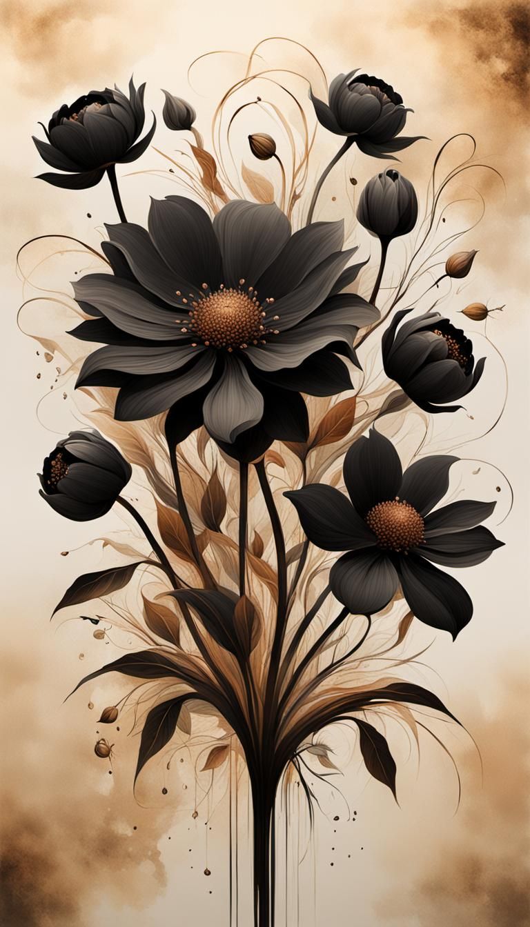 Surreal Abstract Floral Art in Ethereal Style