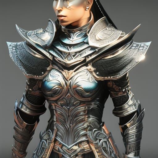 Hyperrealistic Female Knight in Shining Armor