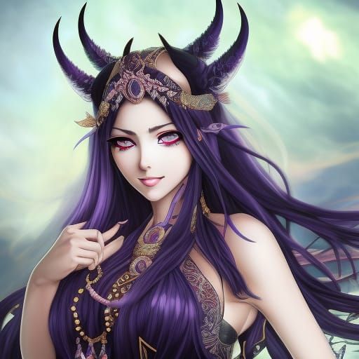 Detailed Demon Goddess Portrait in ZBrush Style
