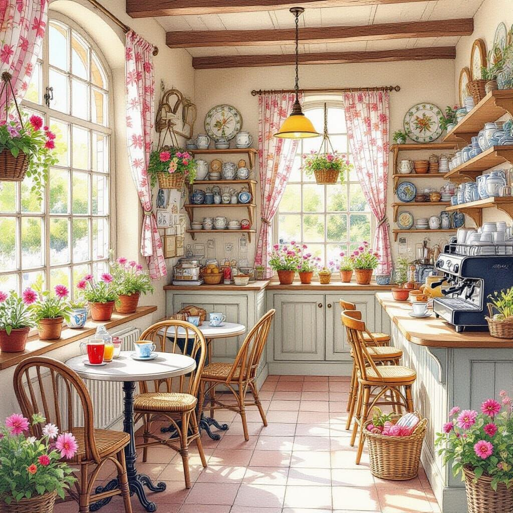 Charming Café Scene in Brambly Hedge Style