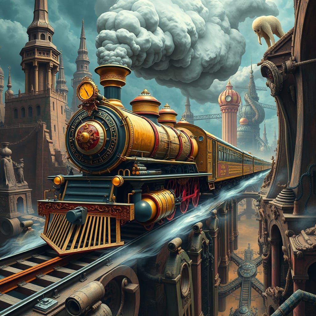 Surreal Steam Train Defies Reality in Biomechanical Art