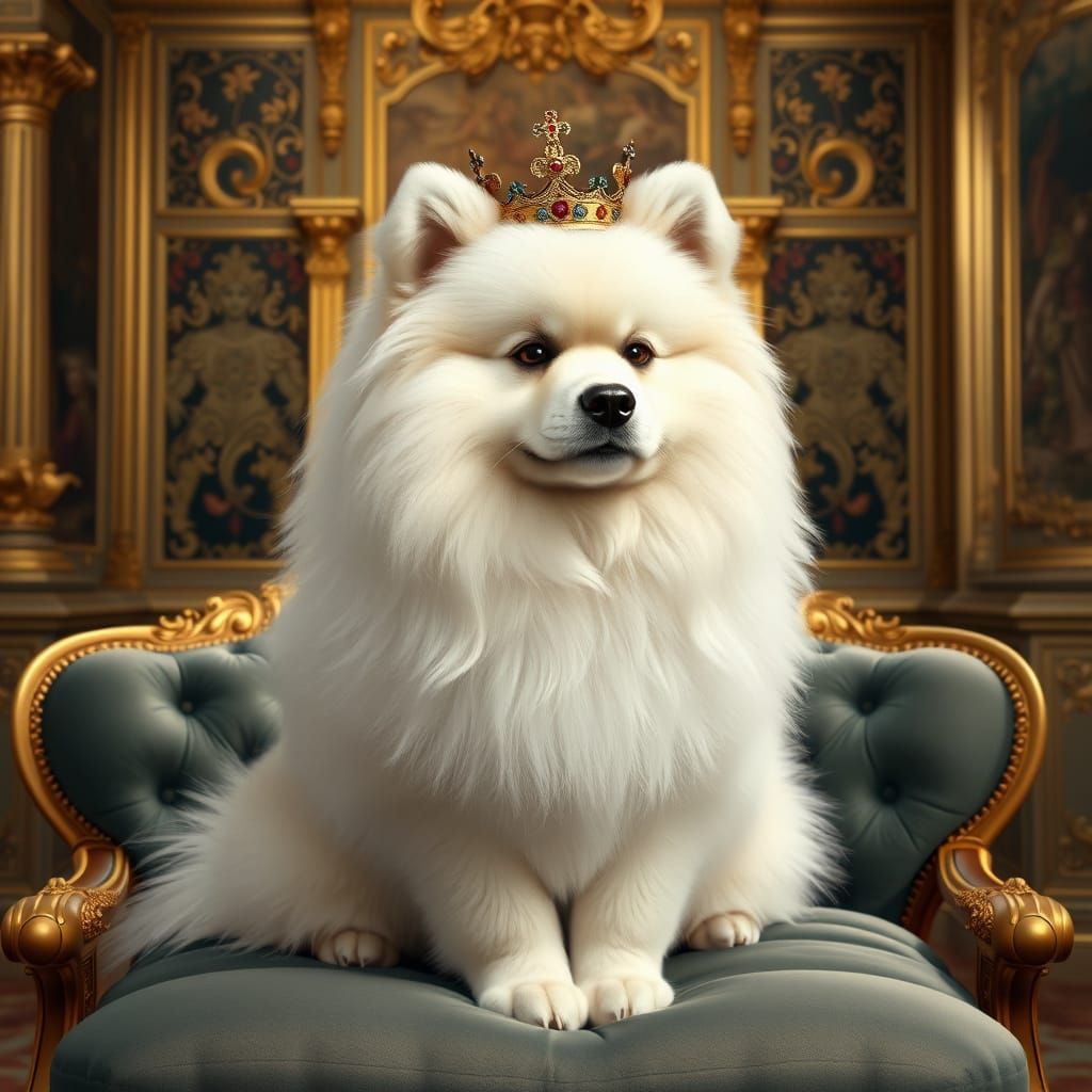 Regal Samoyed in Palace Opulence