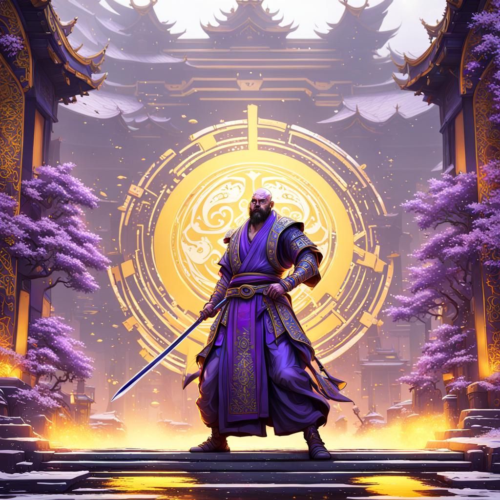 Futuristic Samurai Monk Warrior in Dark Fantasy Style