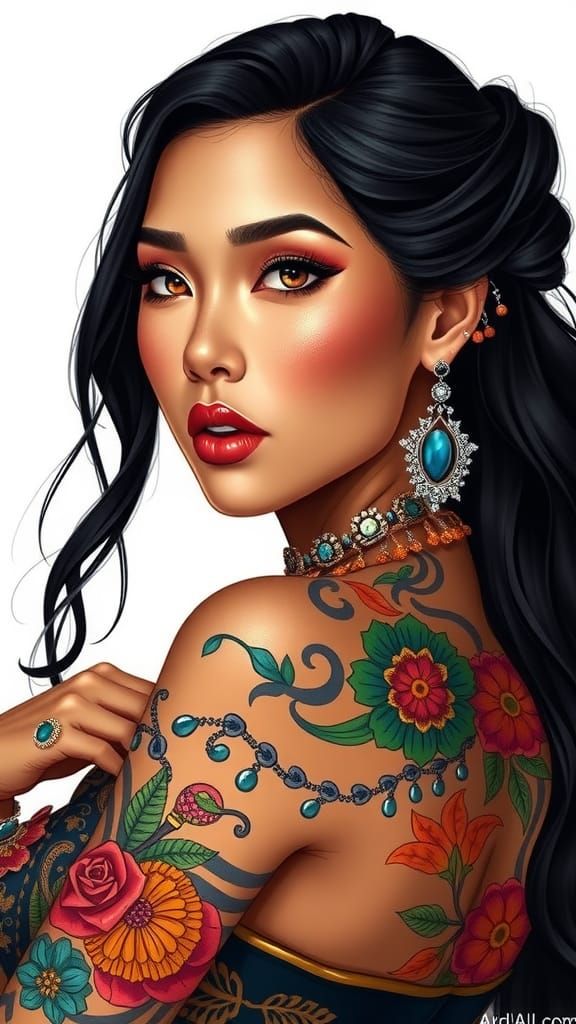 Polynesian Woman in Vibrant Artistic Style