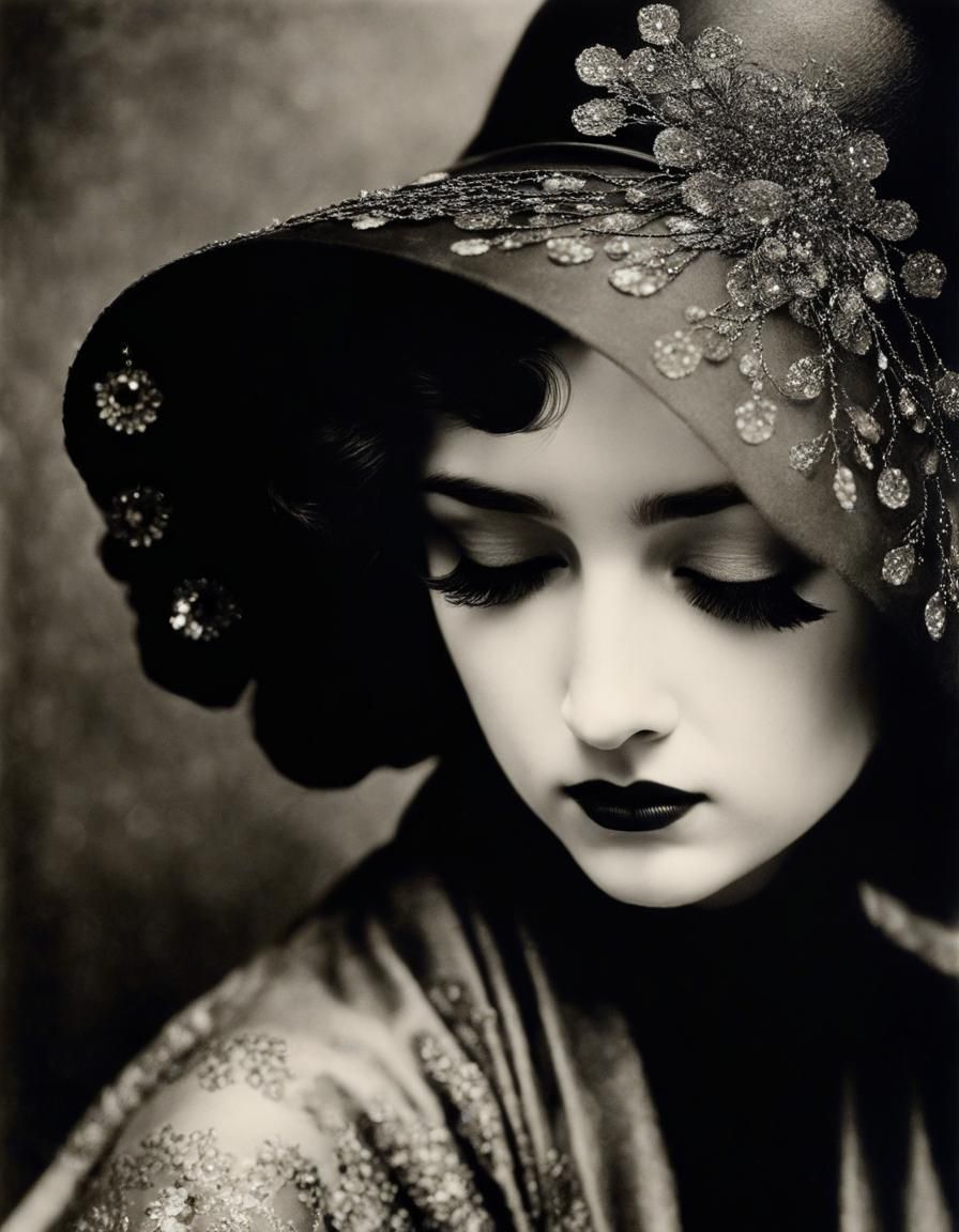 Melancholic Portrait in Fornasetti Noir Style