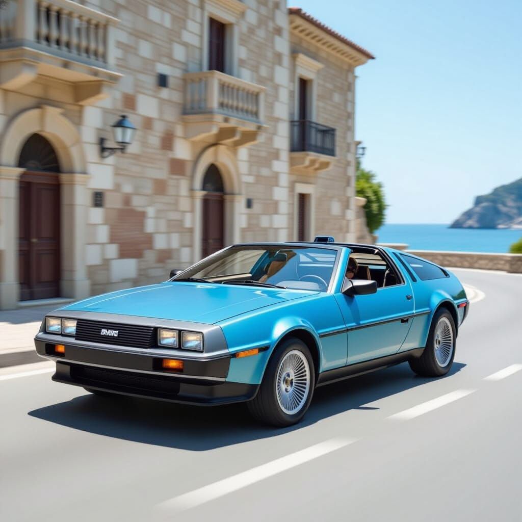 Luxury 80s Roadster in Italian Cityscape