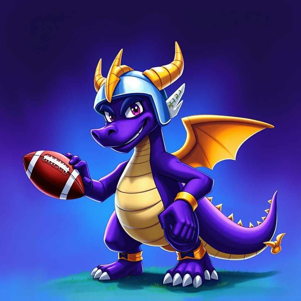 Medieval Dragon Warrior in Vikings Football Gear